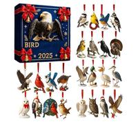 Christmas Bird Advent Countdown 2025-2D Acrylic 24 Days Season Decor - Countdown Calendar Animal Christmas Tree Decoration - For Home Car Decoration Bird Lovers Children Adults Holiday Party