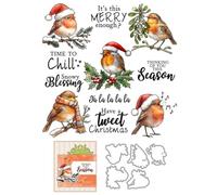 Christmas Bird Branch Clear Stamps and Cutting Dies Sets for Card Making