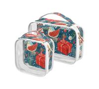Christmas Bird Gift Box largoiletry Bag TSA Approved Waterproof Clear Makeup Bag Shaving Essentials