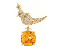 Christmas Bird Gold Brooch Badge Pins, Bird Brooches Pins Cute Rhinestone Animal Lapel Pin Brooch Costume Decorate Jewelry for Women Girl (Gold + Golden Yellow)