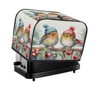 Christmas Bird Holly Leaf Toaster Cover 2 Slice, Waterproof Protective Oxford Fabric Small Kitchen Appliance Dust Cover with Pocket for Toaster Oven Coffee Machine Mixer