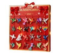 Christmas Birds Ornaments Calendar - 2D Acrylic 24 Days Colorful Pendants, Premium Hummingbird Figurines, Holiday Countdown Decor for Home Car Office Desk & School Dormitory