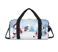 Christmas Birds Snowman Tree Sport Duffel Bag with Shoes Compartment Cute Snowman Overnight Weekender Bags Travel Gym Luggage Organizer for Women Men Kids Girls Boys