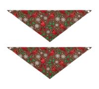 Christmas Birds with Mistletoe Dog Bandanas Scarf 2Pcs Puppy Birthday Holiday Bandana Pet Accessories Cat Kitten Bandana CollarDark Brown L