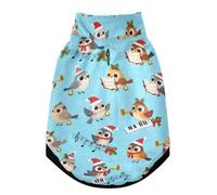 Christmas Birds with Musical Notes Warm Dog Coat, Adjustable Durable Doggie Winter Jacket Reversible Cozy Puppy Cold Weather Apparel from Small to Large Breed