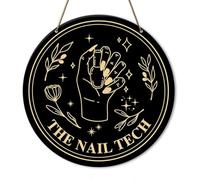 Christmas Birthday Gifts for Nail Tech Lovers, The Nail.Home Office Farmhouse Yard Garden Synthetic Round Wood Sign 12 x 12 inch