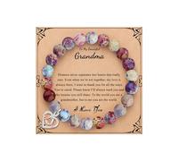Christmas Birthday Gifts for Sister Daughter Granddaughter Grandma, Natural Colorful Imperial Jasper Bracelet for Mom Wife Nana Aunt, Adjustable(7-9 Inches