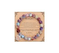 Christmas Birthday Gifts for Sister Daughter Granddaughter Grandma, Natural Colorful Imperial Jasper Bracelet for Mom Wife Nana Aunt, Adjustable, Stainless