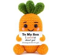 Christmas Birthday Gifts for Son from Mom Dad, Mini Handmade Crochet Carrot for Son Son in Law- Supportive and Caring Gift, Perfect for Thanksgiving, Christmas Stocking Stuffer & Cute Desk Decor