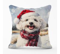 Christmas Bischon Frise Cushion Warren Reed - Designer White 60cm x 60cm