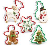 Christmas Biscuit and Cookie Cutters, 5 Piece Stainless Steel Soft Rim