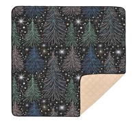 Christmas Black Blue Green Starry Tree Large Stylish Baby Gym & Activity Mat for Indoor Outdoor One-Piecing Padded Play Mat for Babies Infants Toddlers, 50'' x 50''