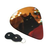 Christmas Black Cat Guitar Picks 6-Pack - Pick Set (0.46mm / 0.71mm / 0.96mm) Suitable For Guitar And Ukulele Playing