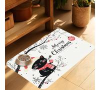 Christmas Black Cat Pet Feeding Mat-Quick Dry Absorbent Dog Cat Food Mat, Anti-Slip Water Bowl Mats for Messy Eaters-No Stains Indoor Pet Accessories 16"x24"