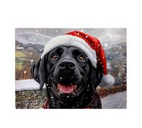 Christmas Black Labrador Glass Chopping Board Warren Reed - Designer Multi One Size