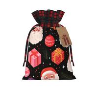 Christmas Black Seamless Pattern Christmas Burlap Gift Bags With Drawstring And Tags - Tiny Small Gift Bags For Xmas Candy And Christmas Supplies, Christmas Drawstring Gift Bags 8.3×11.8in