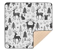 Christmas Black White Forests Animals Trees Soft Thick Baby Playmat for Indoor Outdoor Comfortable Activity Gym Mat for Baby Kids Toddlers Infants, 50'' x 50''