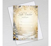 Christmas Blank Gift Vouchers for Business, Gift Certificates for Spa Days, Beauty Salons, Restaurants, Cafes, Shops: Silver Golden Winter Woodland Blank Gift Card Vouchers (Pack of 50 with Envelopes)