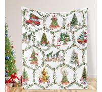 Christmas Blanket, Gnome Throw Blanket Gnome Gifts for Women with Garland Print, Super Soft Fluffy Fleece Christmas Boho Blankets and Throws for Fall Xmas Holiday Theme Home Decor Sofa - 60 × 50 inch