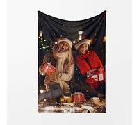 Christmas Blanket Personalised Photo Collage | Upload 1,2,4,6 Pictures | Custom Xmas Memory Throw | Family Holiday Keepsake Gift | Festive Cosy Blanket for Him Her (1 Photo)