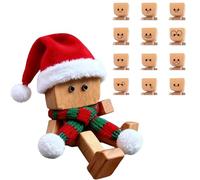 Christmas Blanket with Wooden Figures - with Movable Doll with Santa Hat | Car Dashboard Decoration with 12 Magnetic Faces | Interactive Male for Dashboard | Giocatt