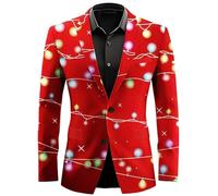 Christmas Blazer-Christmas Tuxedo Tailored Fit Business Jacket For Formal Occasions And Wear With Modern Classic Design And Comfortable Stretch Fabric (Red, Xxxl)