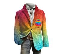 Christmas Blazer for Men Corduroy Xmas Snowflake Santa Printed Regular Fit One Button Notched Lapel Sports Coats Plus Size Suit Jacket Lightweight Blazers Xmas Costume (9-Hot Pink, XXXXL)