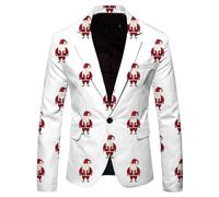Christmas Blazer for Men Men's Christmas Suit Casual Blazer Long Sleeve Sports Coats One Button Business Jacket with Pocket Christmas Jackets Mens Christmas Men’s Santa Costume