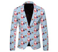 Christmas Blazer for Men Men's Christmas Suit Longsleeve Suit Slim Fit Print Suit Jacket Banquet Casual Party Blazer Christmas Men Gentleman Xmas Blazer Jackets for Men Christmas Costume Men