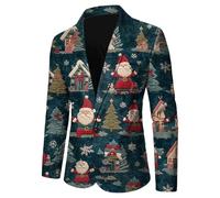 Christmas Blazer for Men Slim Fit One Button Notched Lapel Blazer Jacket for Men with Pockets Business Lightweight Men's Blazers Xmas Costume