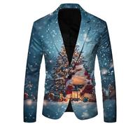 Christmas Blazer for Men Slim Fit One Button Notched Lapel Blazer Jacket for Men with Pockets Business Lightweight Men's Blazers Xmas Costume