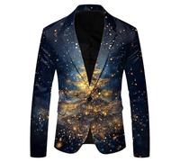 Christmas Blazer for Men Slim Fit One Button Notched Lapel Blazer Jacket for Men with Pockets Business Lightweight Men's Blazers Xmas Costume