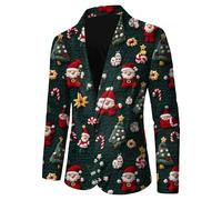 Christmas Blazer for Men Slim Fit One Button Notched Lapel Blazer Jacket for Men with Pockets Business Lightweight Men's Blazers Xmas Costume