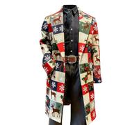 Christmas Blazers for Men Funny Xmas Printed Jacket Classic Lapel Collar Button Long Tops Comfy Plus Size Blazer with Pockets for Ugly Xmas Holiday Party (01-9-Hot Pink, XXXXL)