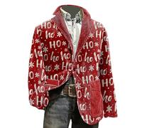 Christmas Blazers for Men UK Corduroy Jacket Ugly Christmas Blazer Jackets Xmas Festive Costume Party Blazer Slim Fit Single-Breasted Suit Jacket Novelty Tuxedo Coat for Holiday Business Casual Outfit