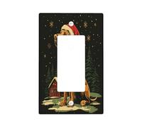 Christmas Bloodhound Dog Decorative Light Switch Cover Plate 1 Gang Single Rocker, Xmas Snowy Forest Switchcover Switchplate, Pet Electrical Faceplate for Kitchen Living Room