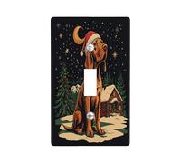 Christmas Bloodhound Dog Decorative Light Switch Cover Wall Plate 1 Gang Single Toggle, Xmas Snowy Forest Switchcover Switchplate, Pet Electrical Faceplate for Kitchen Living Room