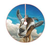 Christmas Blue Goat Print Print Tree Skirt,Winter Christmas Tree Mat For Home Party Holiday Indoor Outdoor Decorations