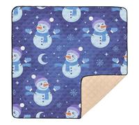 Christmas Blue Snowman Night Sky Soft Padded Baby Playmat for Floor Cozy Breathable Baby Kick Crawling Mat for Babies Infants Toddlers, 50'' x 50''