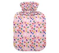 Christmas Blush Colorful Lights Snowflakes Hot Waterbottle with Soft Cover, 1L Hot Compress for Tummy Warmer