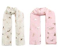 Christmas Bonanza Pack of 2 Scarves Wrap Shawl Scarf for Women Ladies (Foil Fairy Ivory Cream & Baby Pink, 2)
