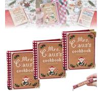 Christmas Book 3D Cross Stitch Kit - Mrs Claus's Cookbook with Bonus Oven Mitten Pattern, Complete Craft Set,Handmade Christmas Holiday Embroidery Decor, DIY Xmas Gift for All Skill Levels(3PCS)