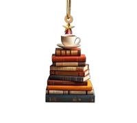 Christmas Book Tree Ornament, Book Lovers Ornament Christmas Coffee Tree Bookshelf Ornament, Acrylic Tree Pendant Gift for Her Librarian, Reading Vintage Book Christmas Ornament for Christmas Decors