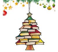 Christmas Book Tree Suncatchers Ornament Christmas Decorations For Window Acrylic Christmas Tree Ornaments Stained Glass Suncatchers Book Christmas Tree Decoration