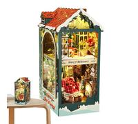 Christmas Books Corner - Miniature Christmas Books Corner | Craft Wooden Bookend Kit for Christmas Book Corner | Home Decorations, Miniature House Kit for Home Decoration