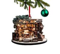 Christmas Bookshop Ornament, Christmas Tree Shape Bookshelf Pendant,Christmas Book Tree Ornament, Book Lover Christmas Ornament