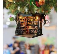 Christmas Bookstore Ornament 2024, Book Lover Christmas Ornament, Christmas Book Tree Ornament Book Worm Ornaments, Librarian Xmas 2D Flat Decoration for Christmas Tree, Bookgift (C)