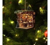 Christmas Bookstore Ornament 2024, Book Lover Christmas Ornament, Christmas Book Tree Ornament Book Worm Ornaments, Librarian Xmas 2D Flat Decoration for Christmas Tree, Bookgift (D)