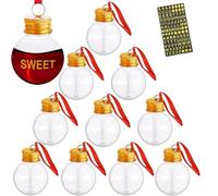 Christmas Booze Balls, 10 Pieces Christmas Fillable Booze Tree Ornaments, Bulbs Shape Plastic Clear Christmas Ornaments Pendant Ball for Christmas Home Holiday Decor (Transparent)