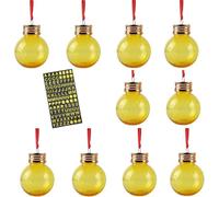 Christmas Booze Balls, 10 Pieces Christmas Fillable Booze Tree Ornaments, Bulbs Shape Plastic Clear Christmas Ornaments Pendant Ball for Christmas Home Holiday Decor (Yellow)